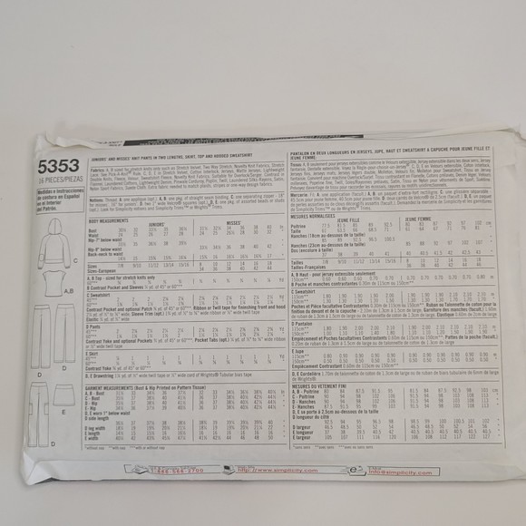 Simplicity vintage easy to sew pattern 5353 track suit size BB 8-18 - Picture 4 of 6